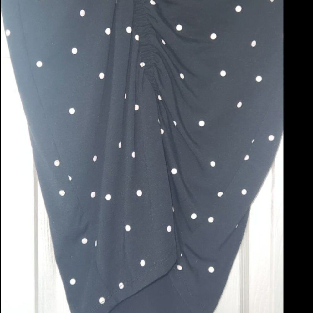 Black White Polka Dot Ruched Skirt Size S - Picture 8 of 8